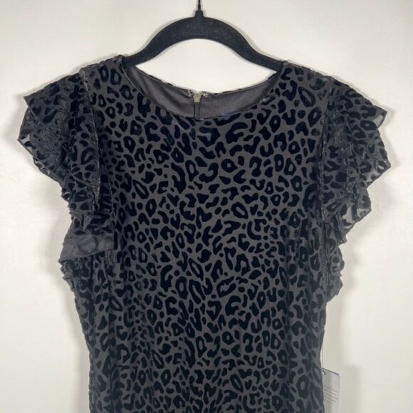 NWT TOMMY HILFIGER Flutter Short Sleeve Velvet Leopard Print Sheath Dress Sz 8 - Picture 6 of 15